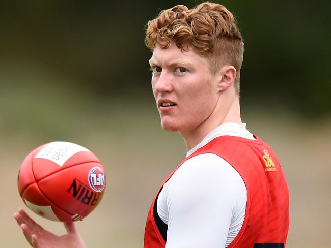 GOLD COAST, AUSTRALIA - DECEMBER 07: Matthew Rowell during a Gold Coast Suns AFL training session at Somerset College Training Oval on December 07, 2020 in Gold Coast, Australia. (Photo by Matt Roberts/AFL Photos)