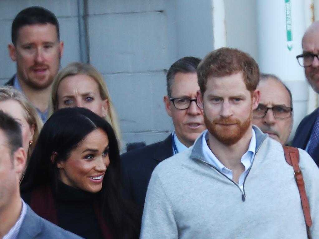 15/10/2018: Meghan Markle and Prince Harry arrive at Sydney International Airport on Monday morning. Picture: Hollie Adams