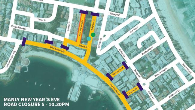 Road closures at Manly on New Year's Eve