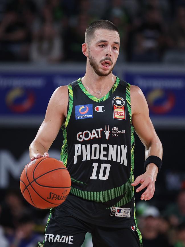 Ben Ayre of the Phoenix dribbles down court during the round 20 NBL match (Photo by Daniel Pockett/Getty Images)