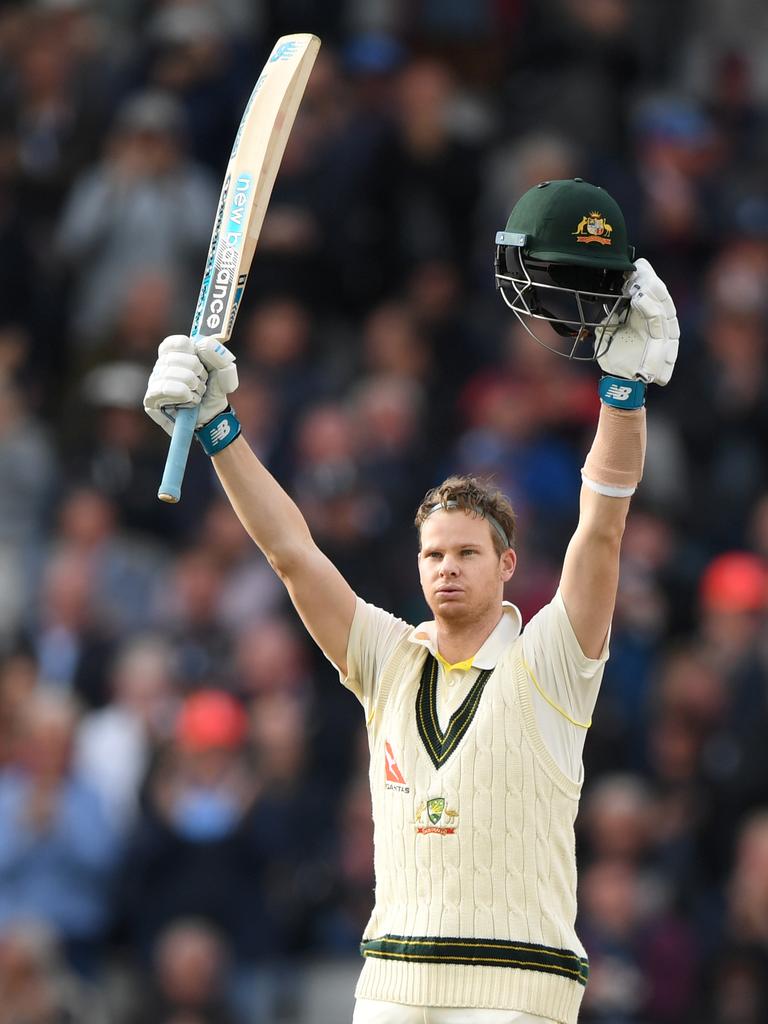 Steve Smith in customary celebration pose. Picture: Stu Forster/Getty Images.