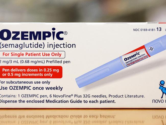 LOS ANGELES, CALIFORNIA - APRIL 17: In this photo illustration, a box of the diabetes drug Ozempic rests on a pharmacy counter on April 17, 2023 in Los Angeles, California. Ozempic was originally approved by the FDA to treat people with Type 2 diabetes- who risk serious health consequences without medication. In recent months, there has been a spike in demand for Ozempic, or semaglutide, due to its weight loss benefits, which has led to shortages. Some doctors prescribe Ozempic off-label to treat obesity. (Photo illustration by Mario Tama/Getty Images) (Photo by MARIO TAMA / GETTY IMAGES NORTH AMERICA / Getty Images via AFP)