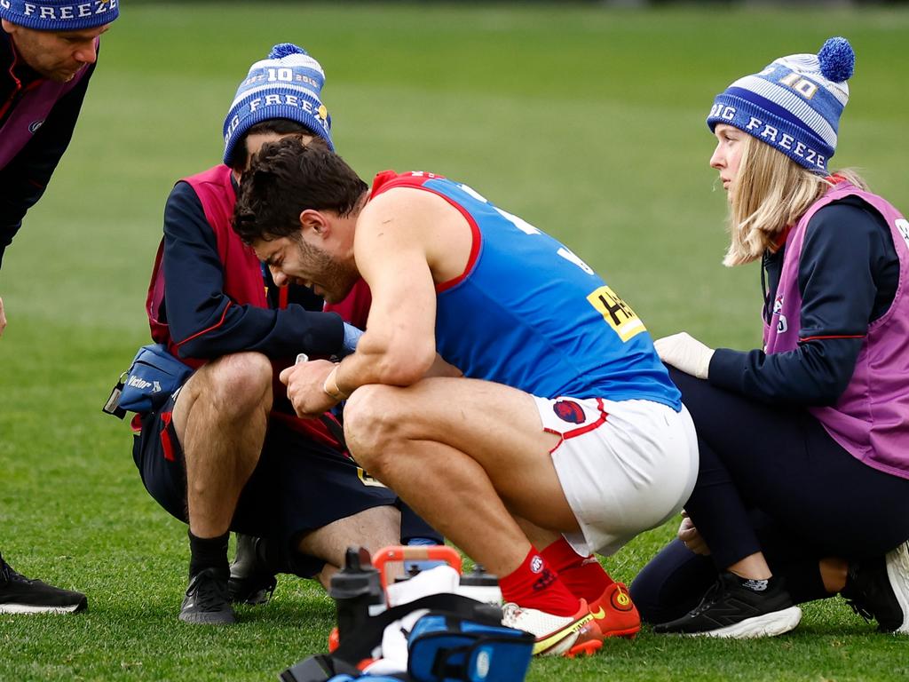 Petracca returned to the field after the hit. (Photo by Michael Willson/AFL Photos via Getty Images)