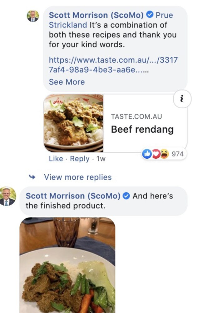 The Prime Minister’s Beef Rendang dish, which he shared on Facebook.