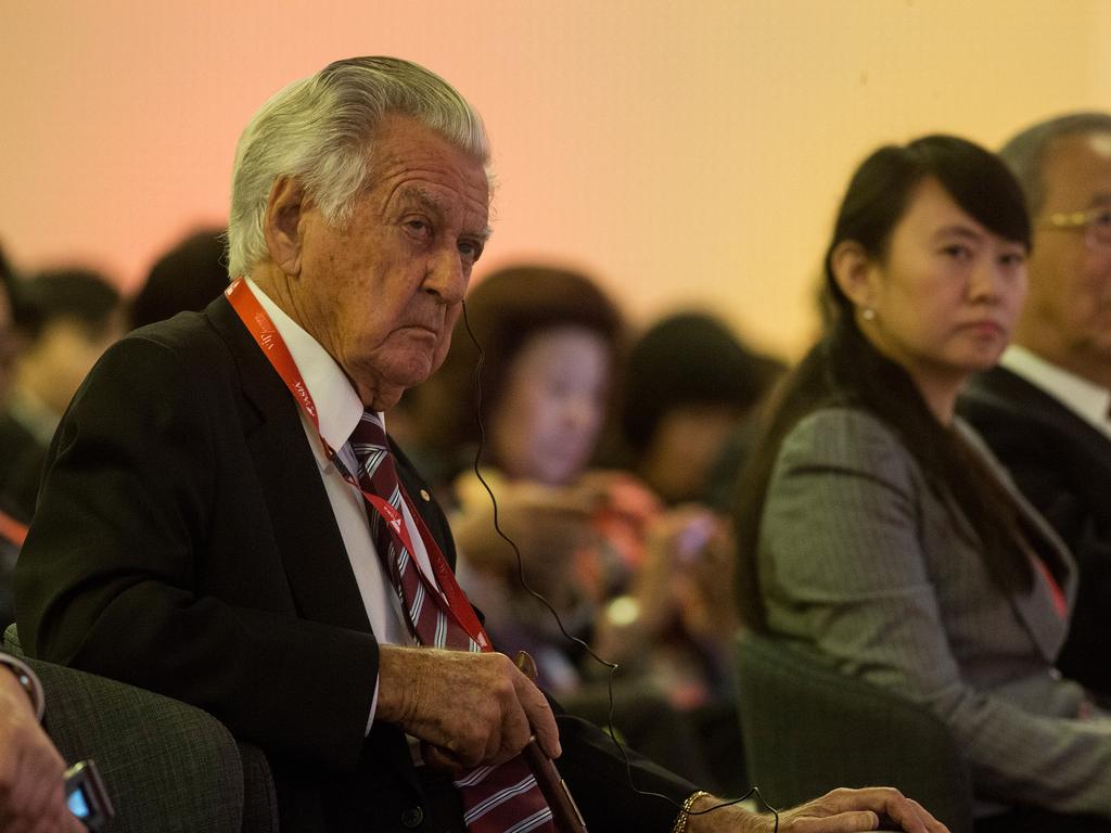 Former Prime Minister Bob Hawke at the BOAO Forum at the Melbourne Convention and Exhibition Centre in Melbourne. Picture: Paul Jeffers