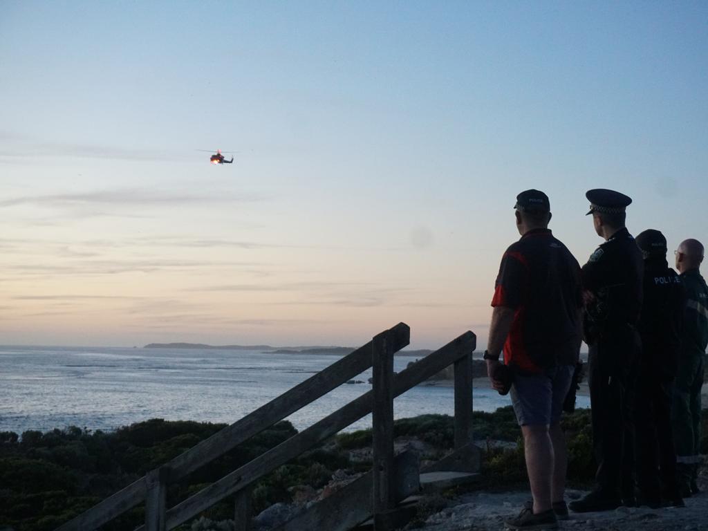 A helicopter searched the ocean off Port MacDonnell where the snorkeller went missing on Thursday afternoon. Picture: Jessica Ball