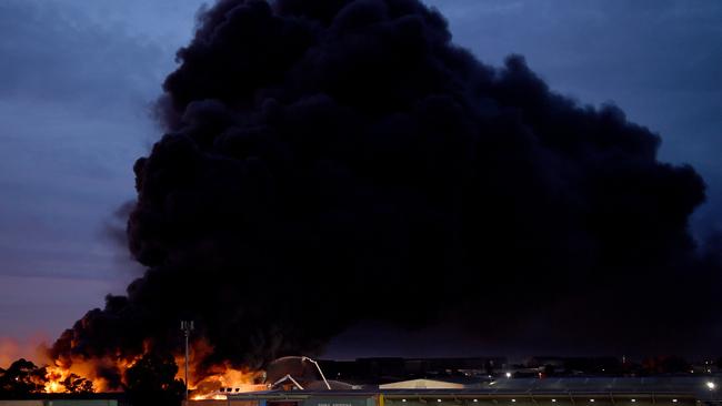 A factory fire in West Footscray in September 2008. Picture: Nicole Garmston