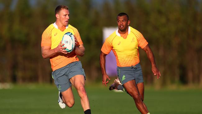 EBETSU, JAPAN - SEPTEMBER 19: Reece Hodge of Australia looks for space during a training session at the Hokkaido Nopporo Sports Park on September 19, 2019 in Ebetsu, Japan. (Photo by Dan Mullan/Getty Images)