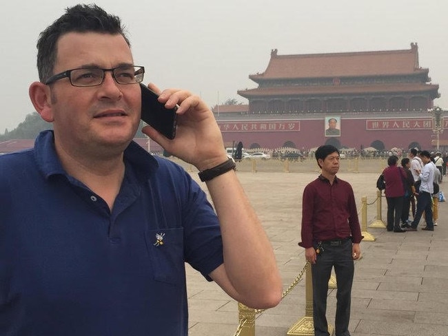 Daniel Andrews Premier of Victoria visiting China with Beijing's Forbidden City in the background. Picture Supplied