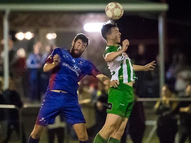 Action from Football Gold Coast's Coast League One competition between Robina City and Southport. Picture: East End Digital