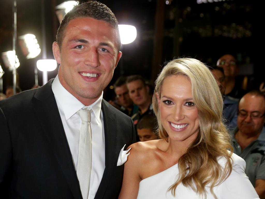 Happier times... Sam and Phoebe Burgess on the red carpet for the 2014 Dally M Awards. Picture: Gregg Porteous