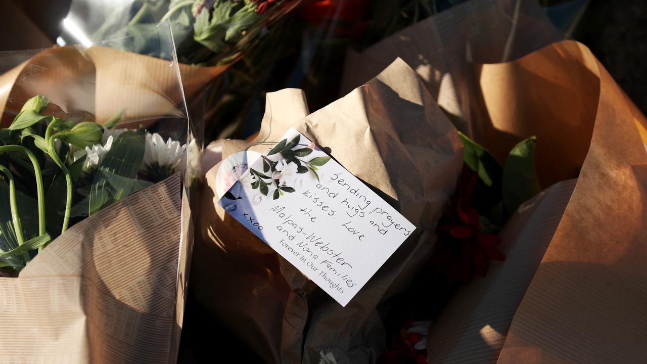 Memorial for the four teenagers killed in a roadside crash. Cnr of Bayswater Rd and Duckworth St. Picture: Alix Sweeney