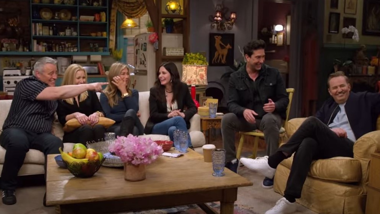 The cast of Friends reunite on the original set. Picture: HBO/YouTube