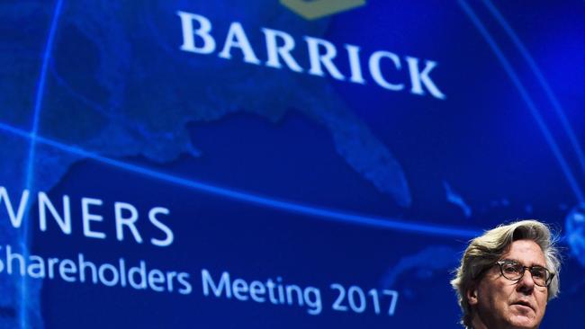 Barrick’s John Thornton speaks during the company's AGM in Toronto. Pic: AP