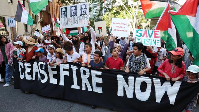 Thousands gather for the Pro Palestinian Rally, King George Square, Brisbane. Picture: Liam Kidston