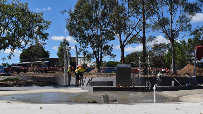 The water park currently under construction at Anzac Park, Maryborough.