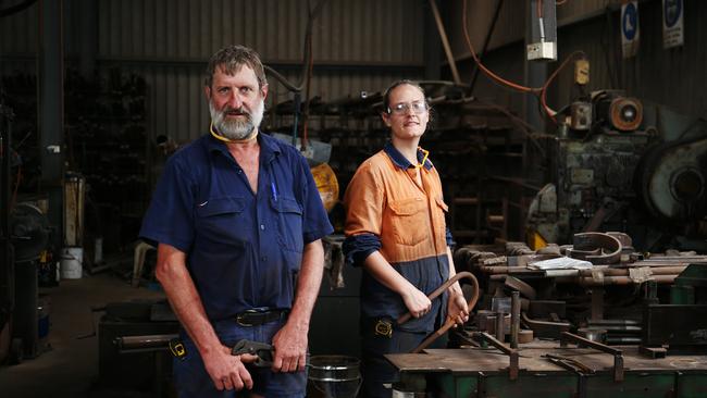 Brad Fleischfresser with his daughter Sonya, who works for him as a fitter and turner. PICTURE: BRENDAN RADKE