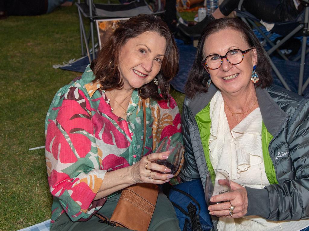 (From left) Lisa Ford and Margaret Cavanagh. Toowoomba Carnival of Flowers Festival of Food and Wine. Saturday, September 14, 2024. Picture: Nev Madsen