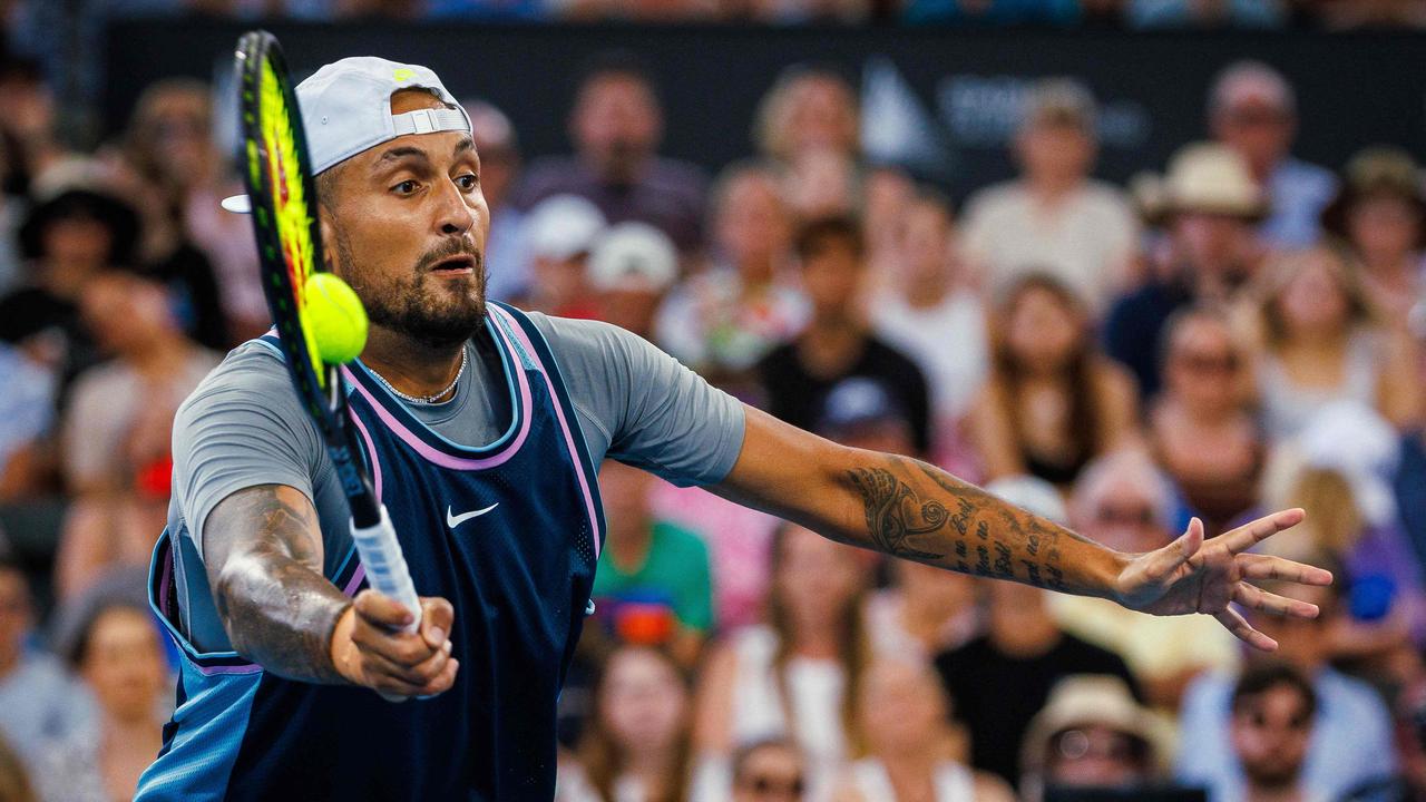 Nick Kyrgios returned to action in Brisbane.