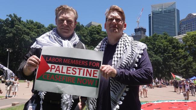 Anthony D'Adam (right) attending a pro-Palestinian protest in January of this year. Picture: X