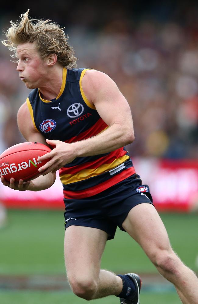 Adelaide Crow Rory Sloane in his 100th game. Photo: Sarah Reed.