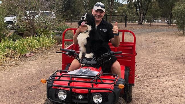 Danny Frawley enjoying farm life before his death on Monday.