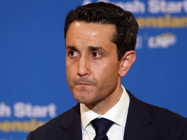 Leader of the Opposition David Crisafulli during a media conference, Brisbane Convention Centre. Picture: Liam Kidston