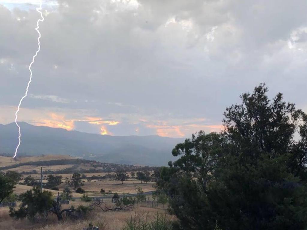 Lightning strike in the Southern Midlands. Picture: Jez Price