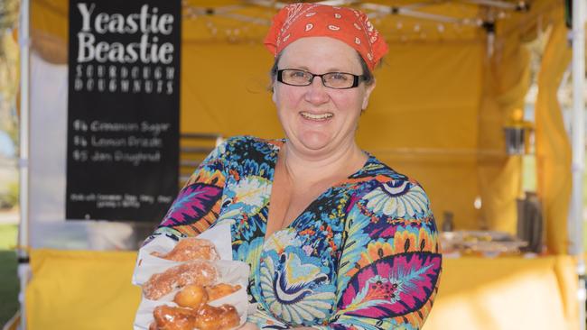 Yestie Beastie Doughnuts vendor Katie Devenish, pictured in front of her stand at the Twilight Market in Sandy Bay, has downed tools until the bushfire crisis eases. Picture:  REBECCA RAMAGE