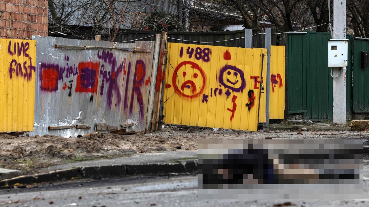 Almost 300 people have been buried in mass graves in Bucha. Picture: Ronaldo Schemidt/AFP