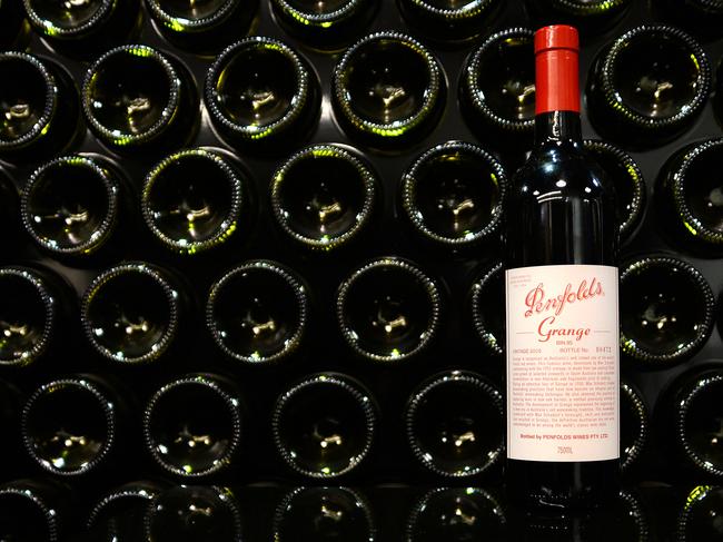 A bottle of Penfolds Grange 2009 vintage, produced by Treasury Wine Estates Ltd., is arranged for a photograph at the company's headquarters in Melbourne, Australia, on Monday, Aug. 18, 2014. Treasury Wine said on Aug. 11 a second buyout firm had matched a A$3.4 billion ($3.2 billion) bid from New York-based KKR & Co. and Rhone Capital LLC for the winemaker. A person familiar with the matter named TPG Capital as the suitor. Photographer: Carla Gottgens/Bloomberg