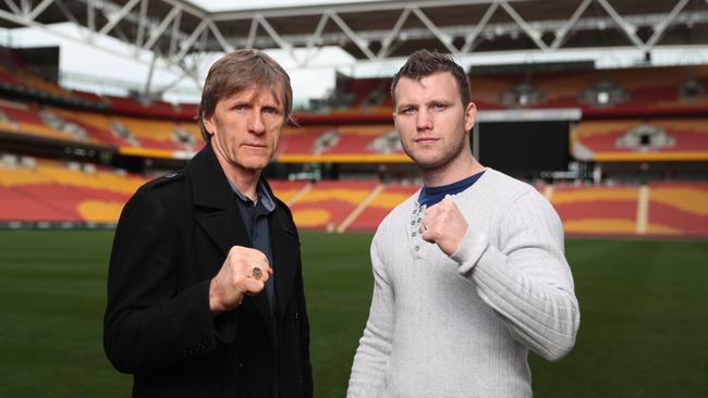 Jeff Horn with trainer Glenn Rushton. Picture: Peter Wallis