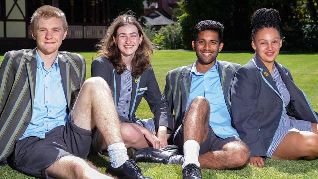 Albert Park Secondary College students Rohan Jain, Isabella Noble, Bonnie Sheppard and Max Crandal. Picture: Sarah Matray