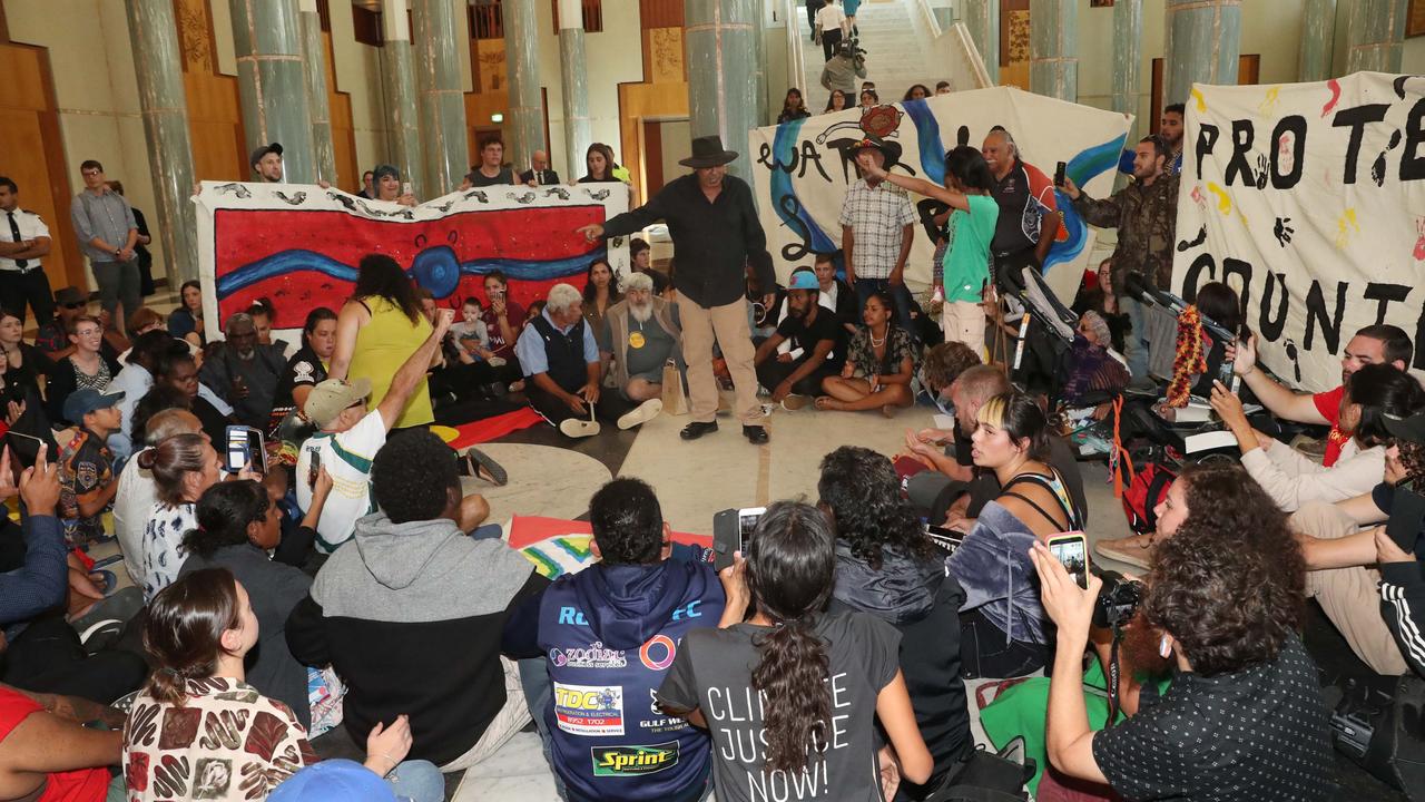 Aboriginal activists gather in Parliament House foyer | The Australian