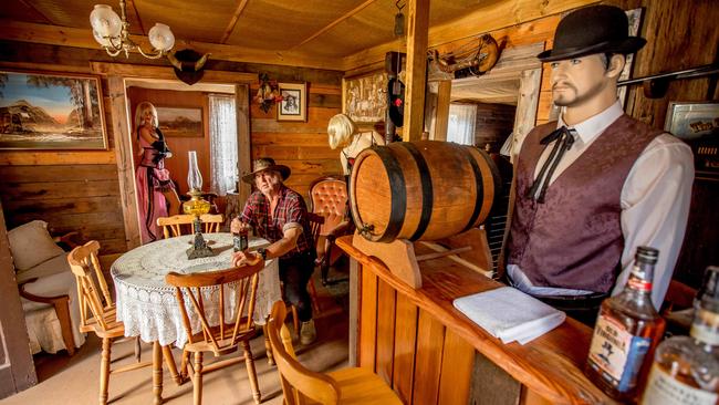 Inside the saloon complete with mannequin bar tender. Picture: Tim Carrafa