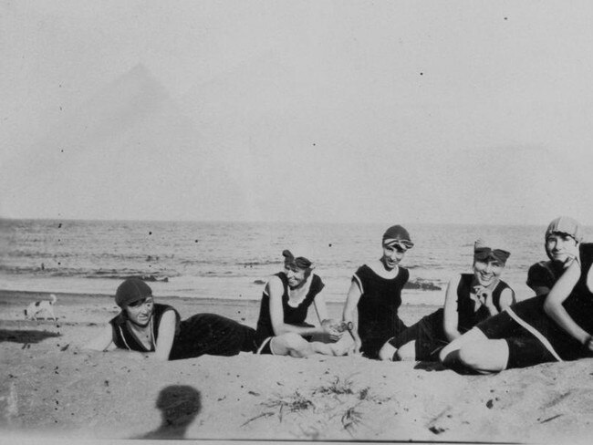 Young women relaxing on the beach at Emu Park 1920-1930John Oxley Archives State Library Qld