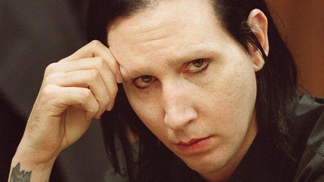 USA singer Brian Warner also known as Marilyn Manson sitting for his preliminary examination in the 52nd District Court in Clarkston, Michigan where he is facing charges of indecency 28 Dec 2001.