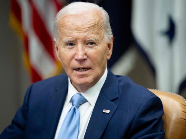 US President Joe Biden speaks during a briefing on Hurricane Helene response and recovery efforts, in the Roosevelt Room of the White House on October 1, 2024 in Washington, DC. (Photo by SAUL LOEB / AFP)