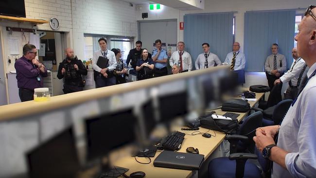 Police officers taking part in Operation Whiskey Legion pictured during a briefing. Picture: QPS.