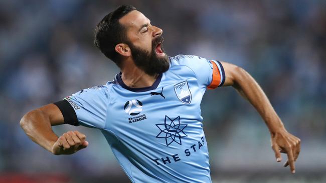 Alex Brosque looks set to miss Thursday night’s clash with Perth Glory. Picture: AAP 