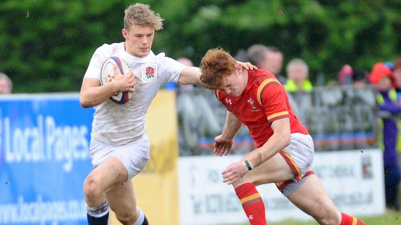 Louis Lynagh, left, pictured playing for England during the recent England U16 v Wales U16. Picture: Supplied