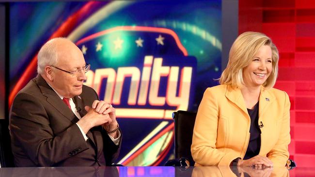 Dick Cheney and his daughter Liz on Fox News in 2015. Picture: Getty Images