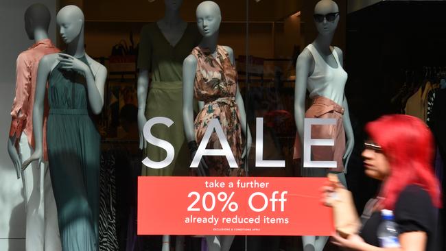 A shopper in Sydney’s Pitt Street Mall Picture: Mick Tsikas