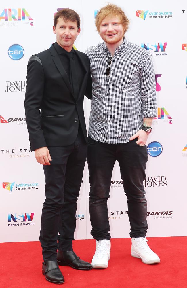 2015 ARIA AWARDS at The Star. James Blunt and Ed Sheeran. Picture: Dylan Robinson