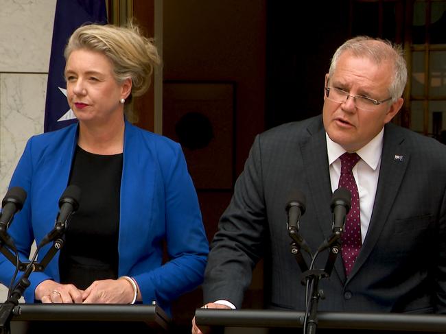 Prime Minister Scott Morrison faced tough questions about Bridget McKenzie. Picture: Marc Tewksbury