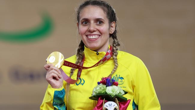 Amanda Reid won gold in the Track Cycling Women's C1-2-3 500m Time Trial. Picture: Getty Images