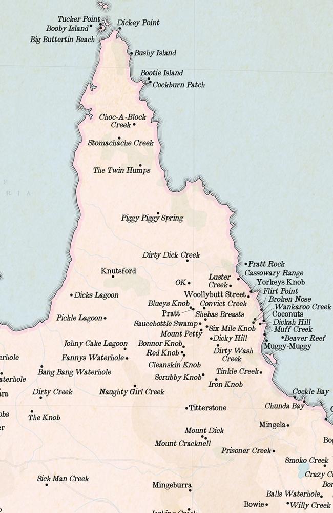 Marvellous Maps version of Queensland’s northernmost tip. Picture: Oz Marvellous Maps