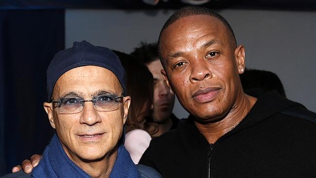 Music industry entrepreneur Jimmy Iovine and hip-hop mogul Dr. Dre at a Grammy Party in L