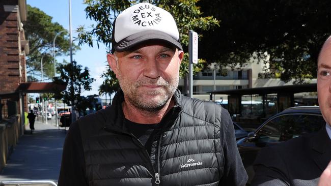 Pictured Leaving Manly Police Station in Sydney is former Australian cricketer Michael Slater who has been arrested on domestic violence charges.Picture: Richard Dobson