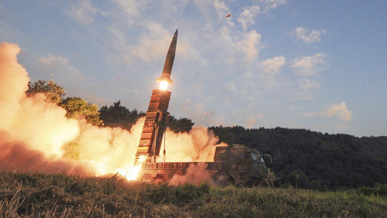 A live-fire, ballistic missile test fire by the South Korea Defense Ministry. Picture: South Korea Defense Ministry via AP.